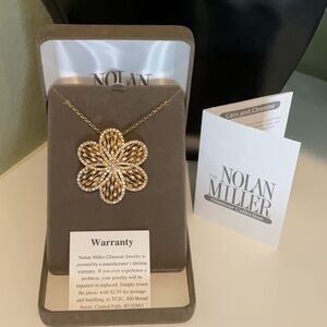 Nolan Miller Goldtone Flower Pendant Necklace NWT